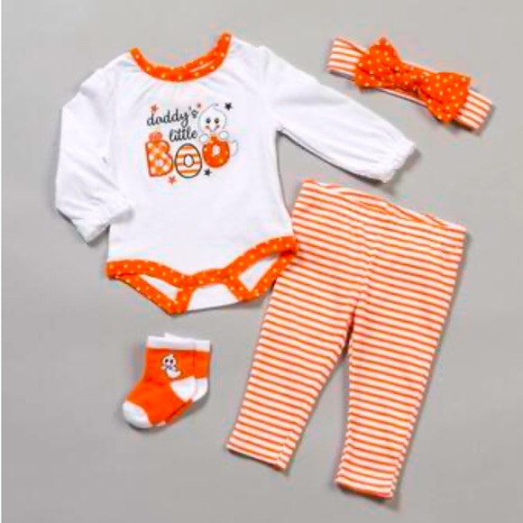 NWT Baby Girl’s 6 Mo. “Daddy’s Little Boo” Baby Essentials Four Piece Outfit - Picture 1 of 1